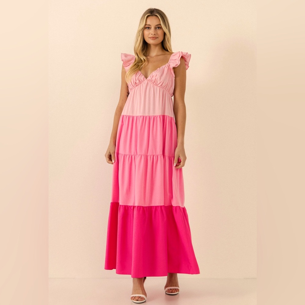 Ruffle sleeve sweetheart English Factory maxi dress